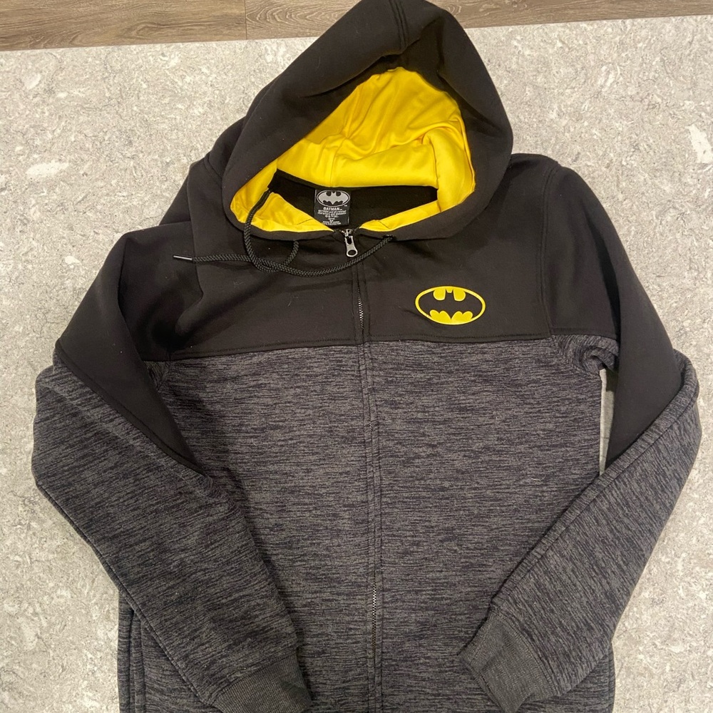 Batman Full Zip Hoodie - Black and Yellow-Medium